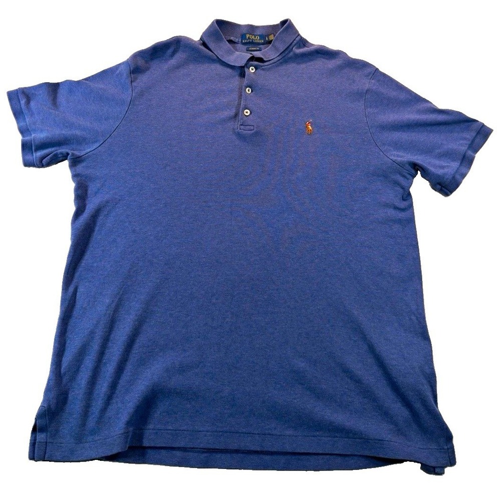 Polo Ralph Lauren Men's L Blue Classic Fit Short Sleeve Cotton Polo Logo